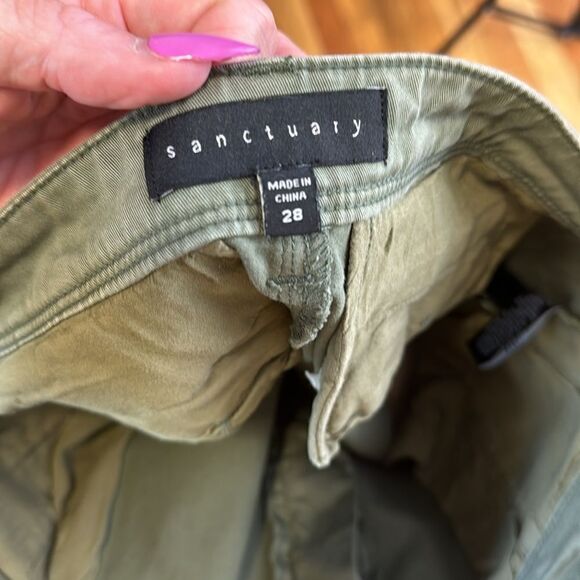 Sanctuary Army Green Raw Hem Shorts 28 - Picture 3 of 4